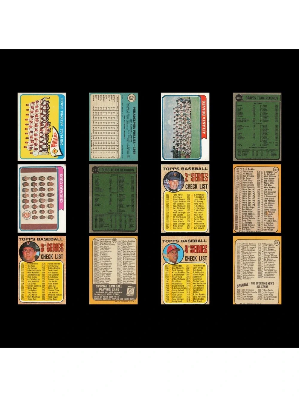Vintage 1960s-70s Baseball Card Checklist Lot / Mickey Mantle / Extras 79 Total